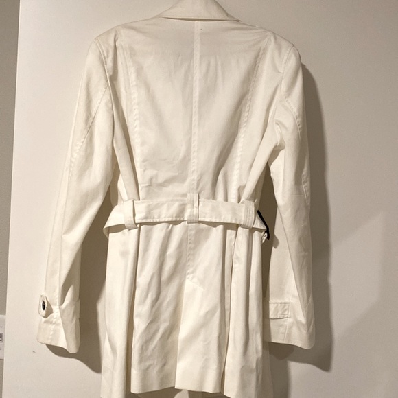Zara White Trench Coat Jacket Banana Republic MK Kors H&M J Crew Loft M/L 6/8 - Picture 4 of 13